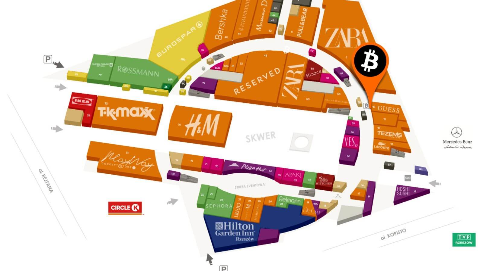 Mapa galerii Millenium Hall w Rzeszowie